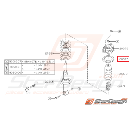 Siège caoutchouc amortisseur arrière WRX/STI 08-10