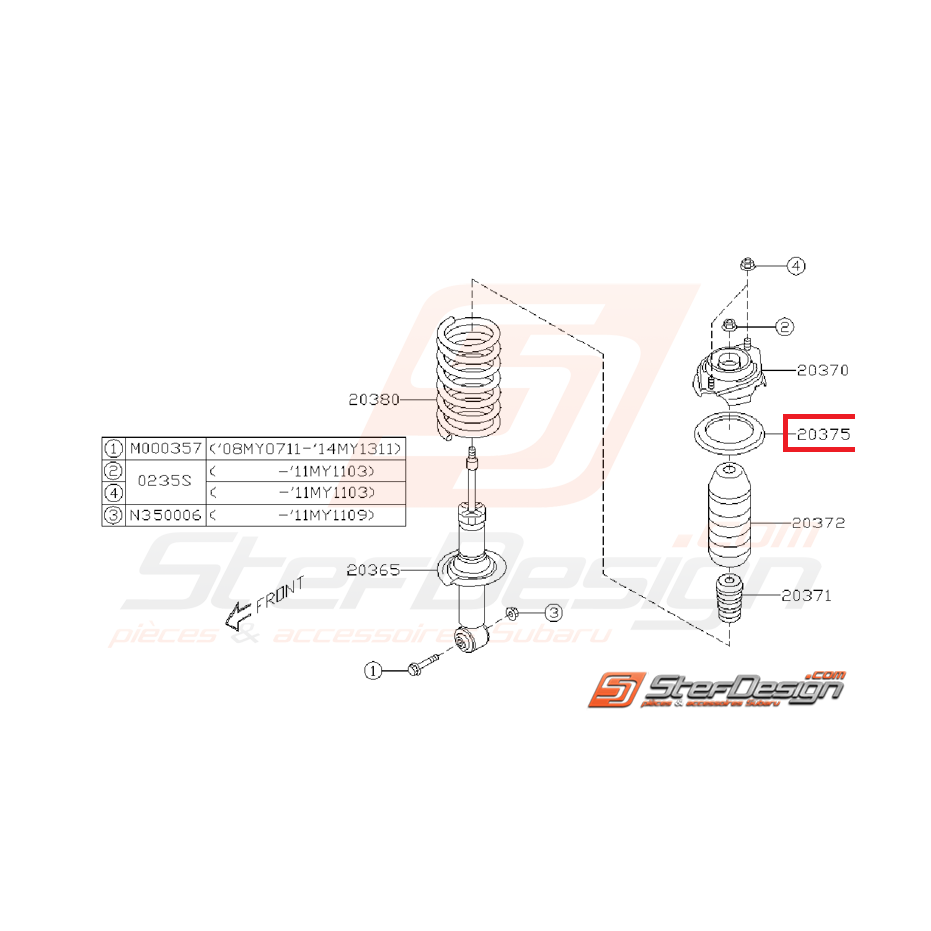 Siège caoutchouc amortisseur arrière WRX/STI 08-10