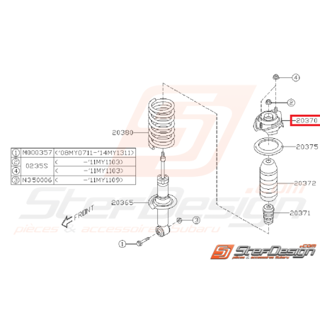 Coupelle d'amortisseur arrière origine subaru STI 08-19