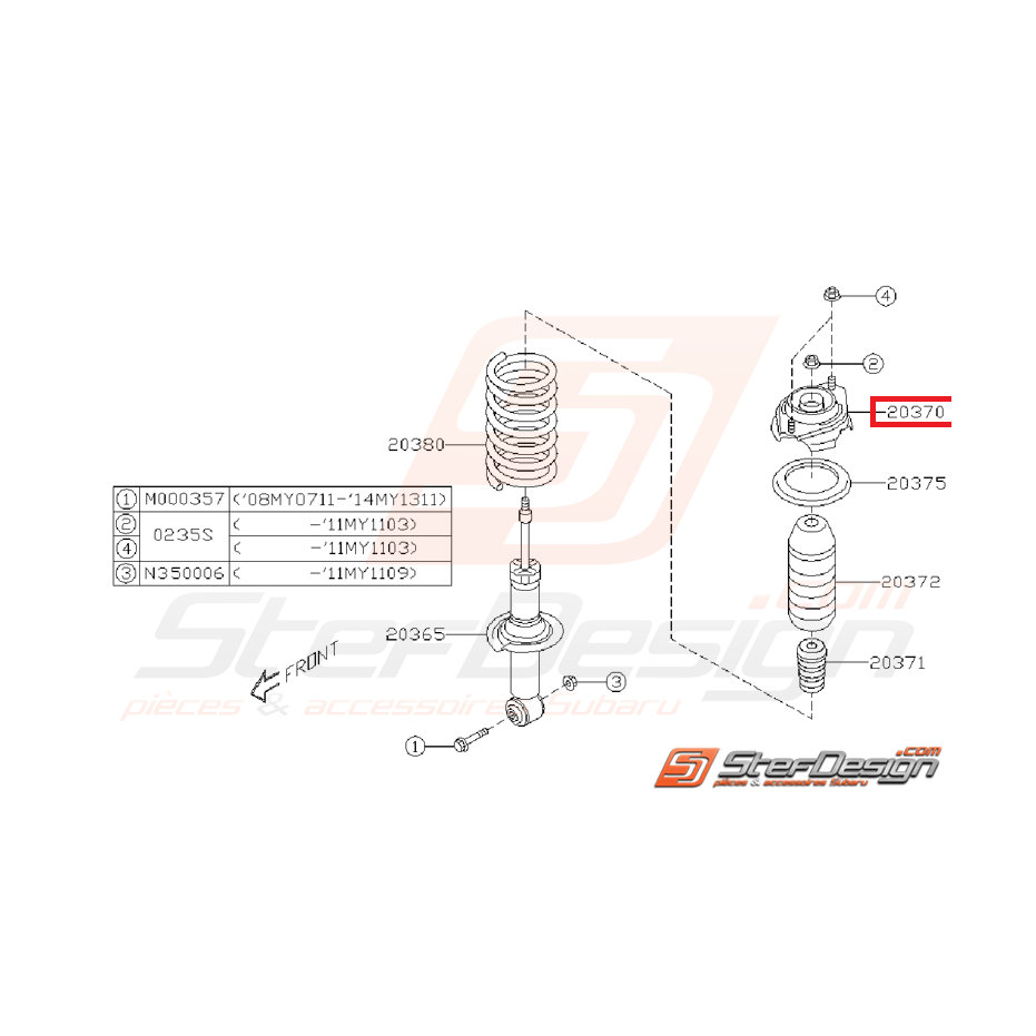 Coupelle d'amortisseur arrière origine subaru STI 08-19