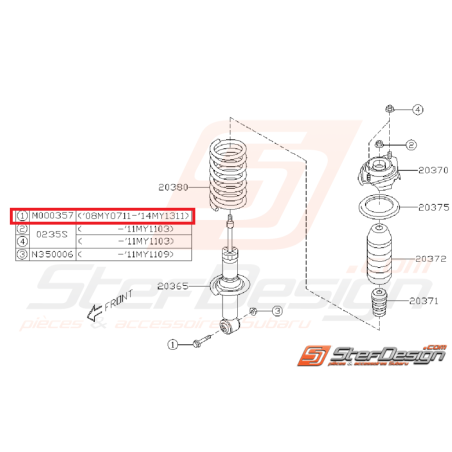 Boulon amortisseur arrière STI/WRX 08-10