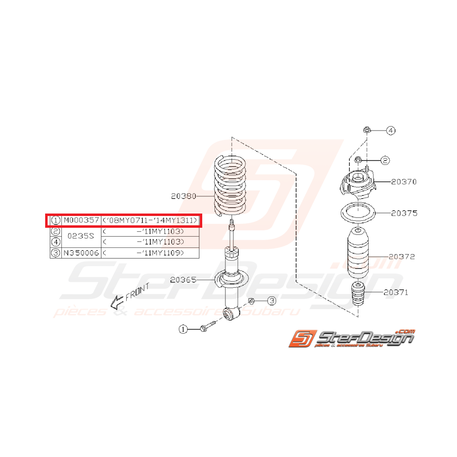 Boulon amortisseur arrière STI/WRX 08-10 Boulon amortisseur arrière STI/WRX 08-10