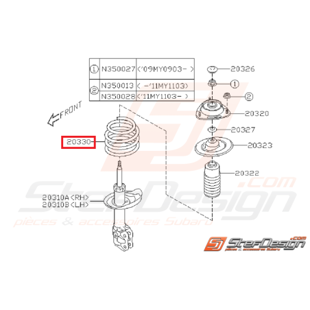 Ressort avant origine subaru STI 11-14