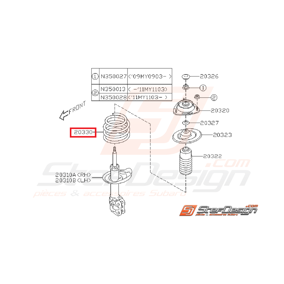 Ressort avant origine subaru STI 11-14