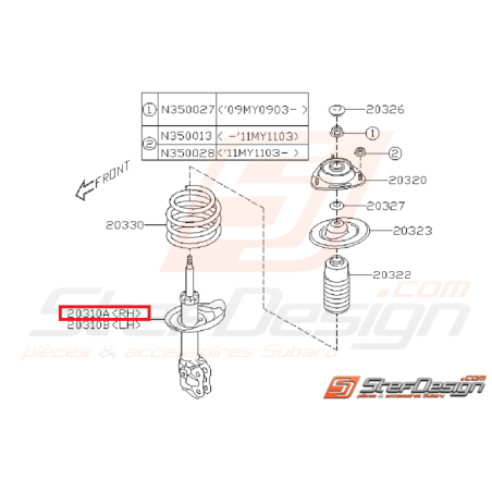 Amortisseur avant origine subaru STI 11-14