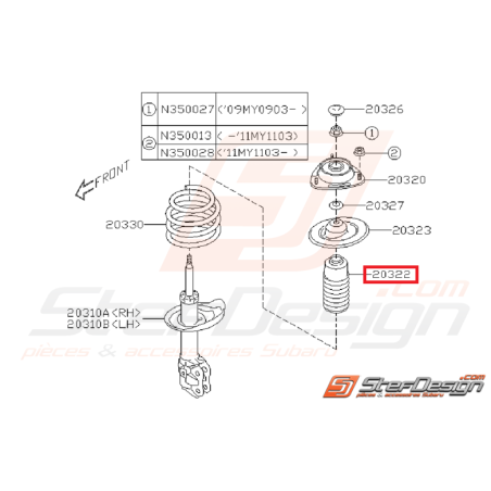 Cache poussière amortisseur avant WRX/STI 08-14