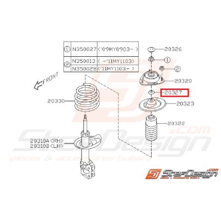 Entretoise de coupelle amortisseur avant GT WRX STI