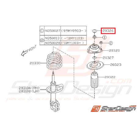 Pare poussière amortisseur avant SUBARU STI 01-14