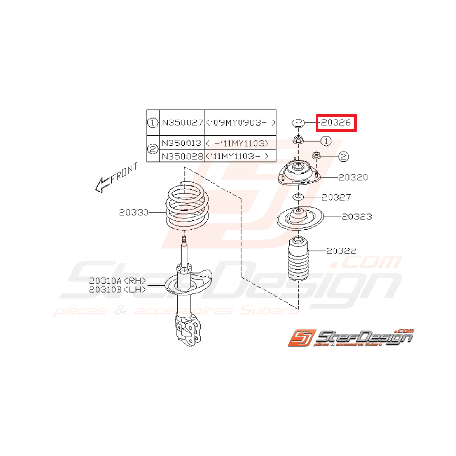 Pare poussière amortisseur avant SUBARU STI 01-14 Pare poussière amortisseur avant SUBARU STI 01-14