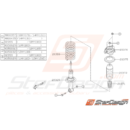 Ressort d'amortisseur arrière origine subaru STI 10-14