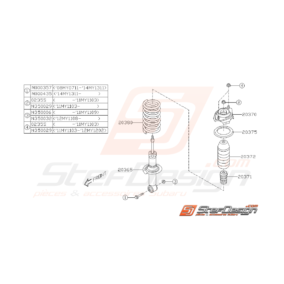 Ressort d'amortisseur arrière origine subaru STI 10-14