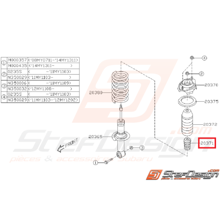 Guide amortisseur avant STI/WRX 08-10