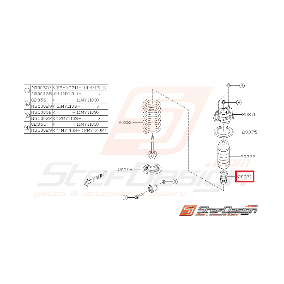 Guide amortisseur avant STI/WRX 08-10
