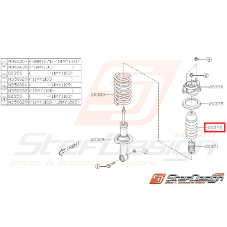 Cache poussière amortisseur arrière STI/WRX 08-14