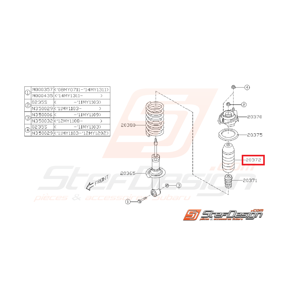 Cache poussière amortisseur arrière STI/WRX 08-14