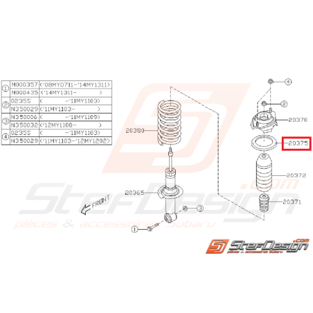 Siège caoutchouc amortisseur arrière WRX/STI 08-10