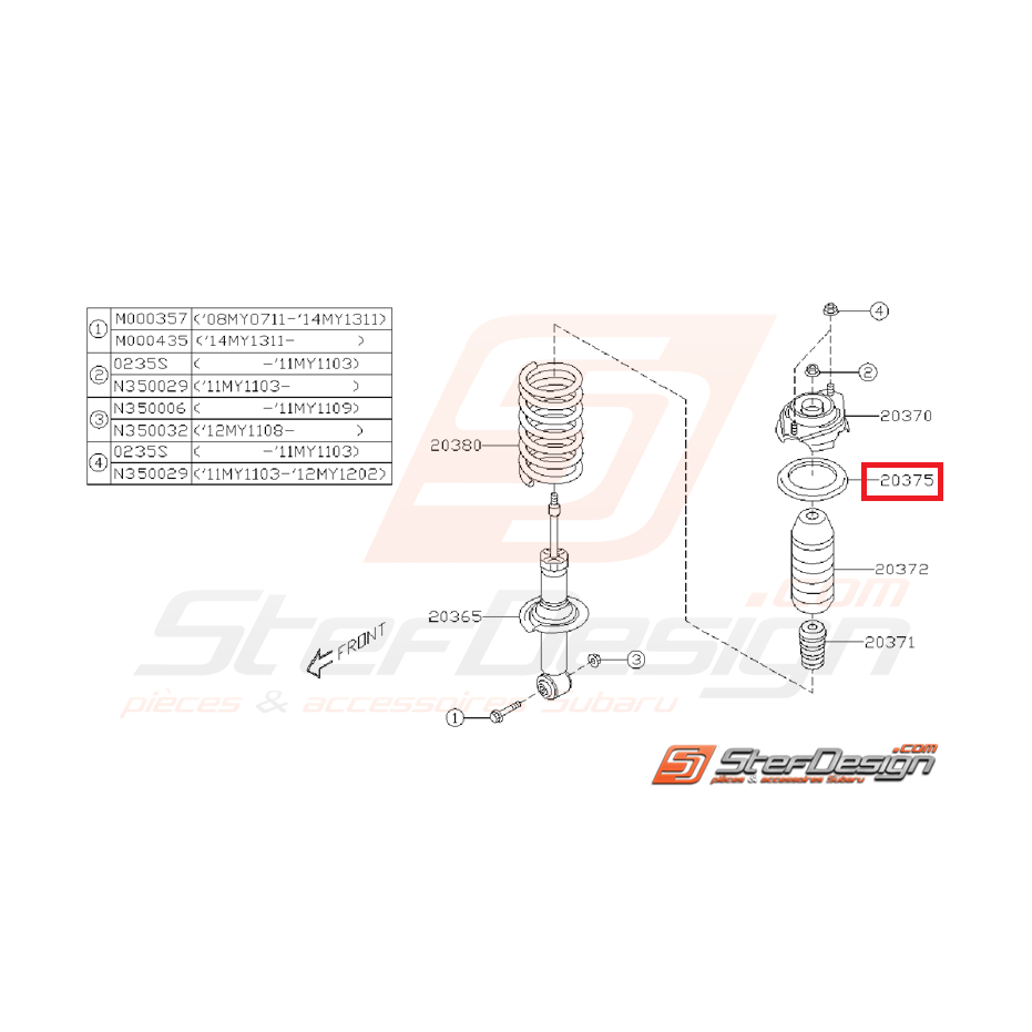 Siège caoutchouc amortisseur arrière WRX/STI 08-10