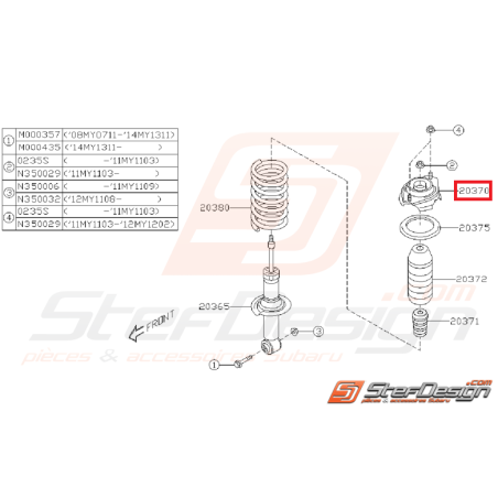 Coupelle d'amortisseur arrière origine subaru STI 08-19