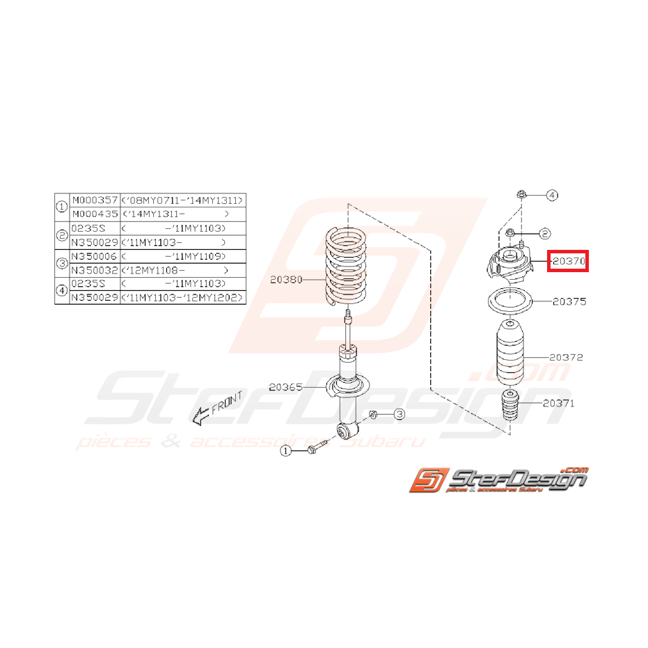 Coupelle d'amortisseur arrière origine subaru STI 08-19