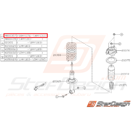 Boulon amortisseur arrière STI/WRX 08-10