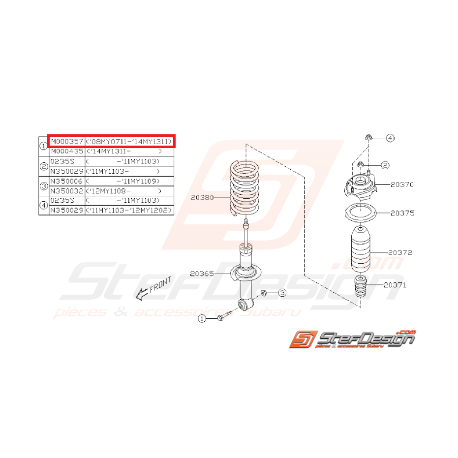 Boulon amortisseur arrière STI/WRX 08-10 Boulon amortisseur arrière STI/WRX 08-10