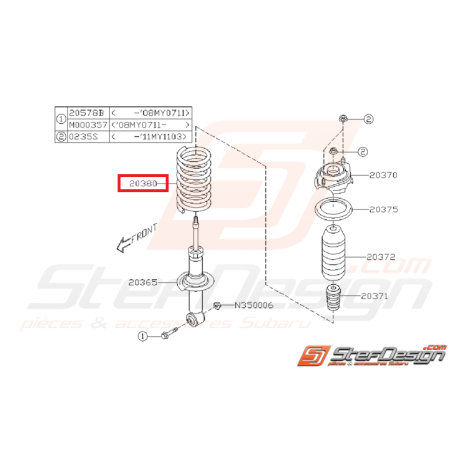 Ressort amortisseur arrière origine subaru WRX 08-09