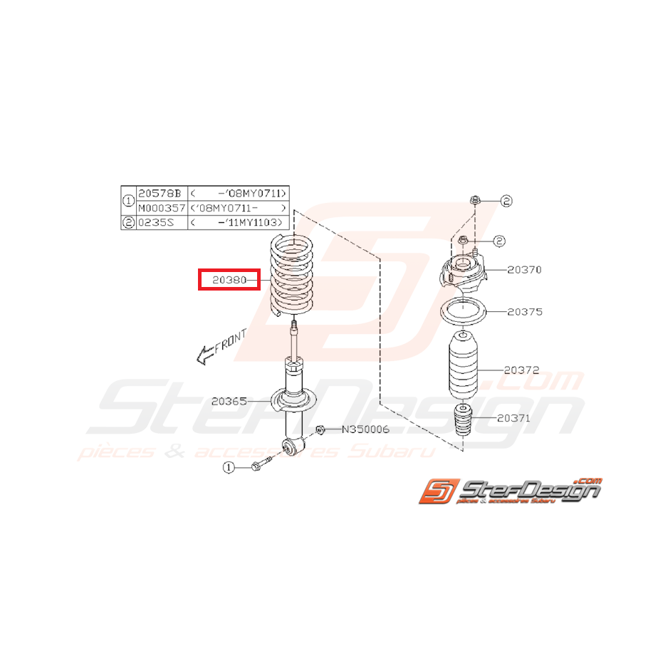 Ressort amortisseur arrière origine subaru WRX 08-09