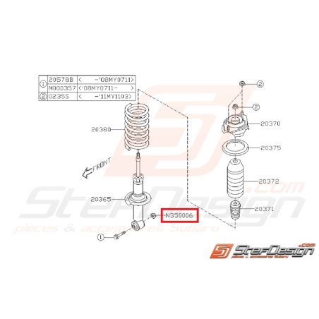 Écrou de train arrière et de fixation de triangle SUBARU WRX/STI 01-11