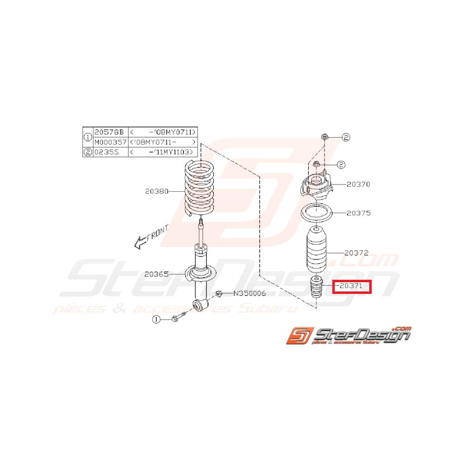 Guide amortisseur avant STI/WRX 08-10