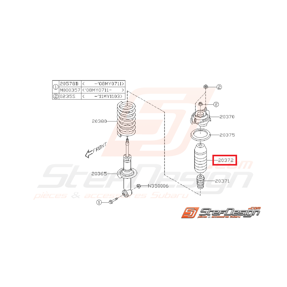 Cache poussière amortisseur arrière STI/WRX 08-14