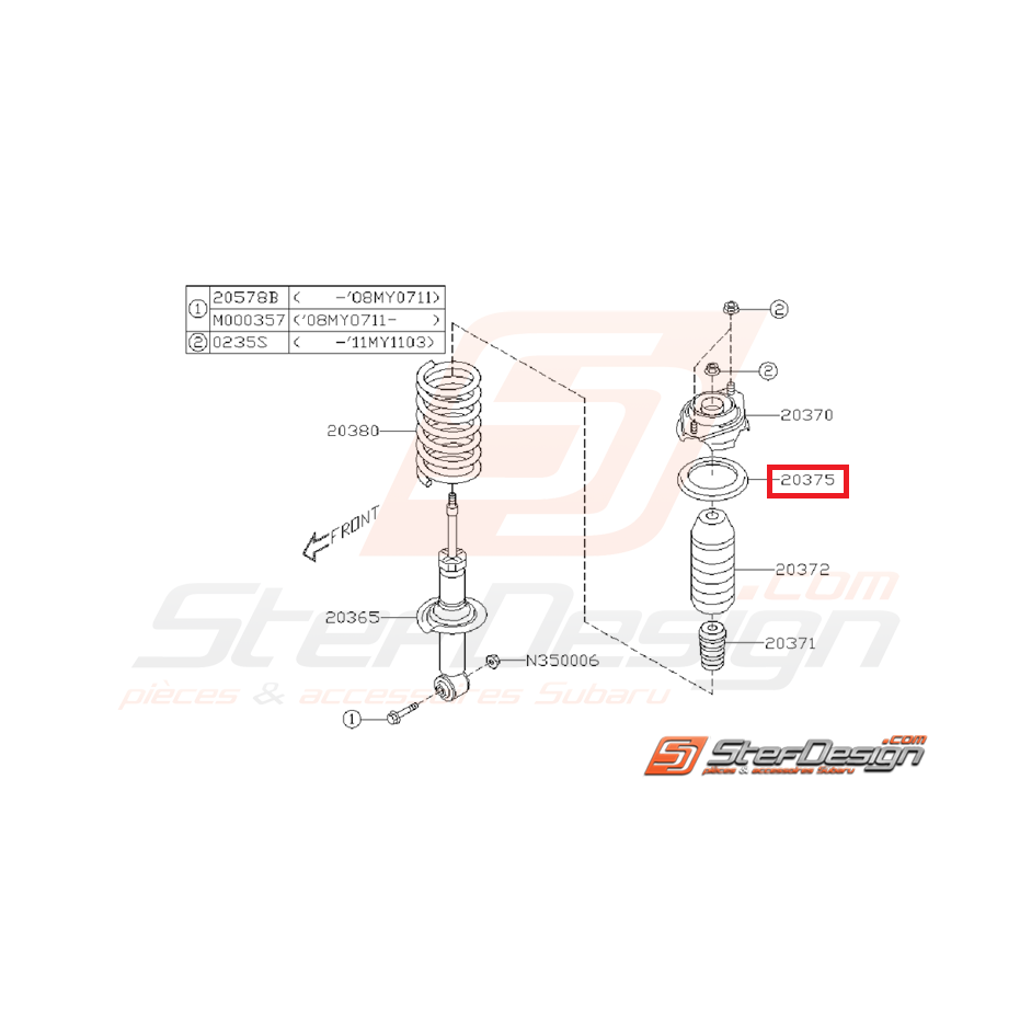 Siège caoutchouc amortisseur arrière WRX/STI 08-10