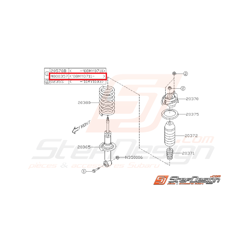 Boulon amortisseur arrière STI/WRX 08-10 Boulon amortisseur arrière STI/WRX 08-10