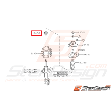 Renfort d'amortisseur avant sur tige GT 93-00 WRX 01-05/08-11