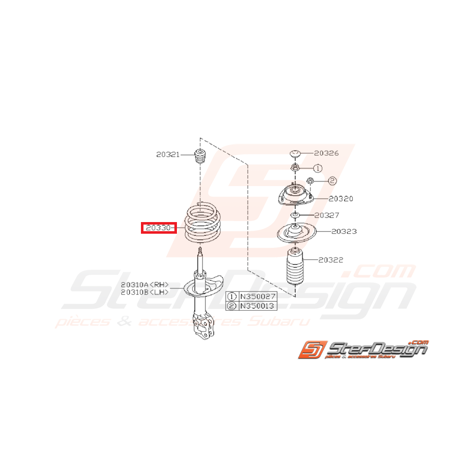 Ressort avant origine subaru WRX 08-09
