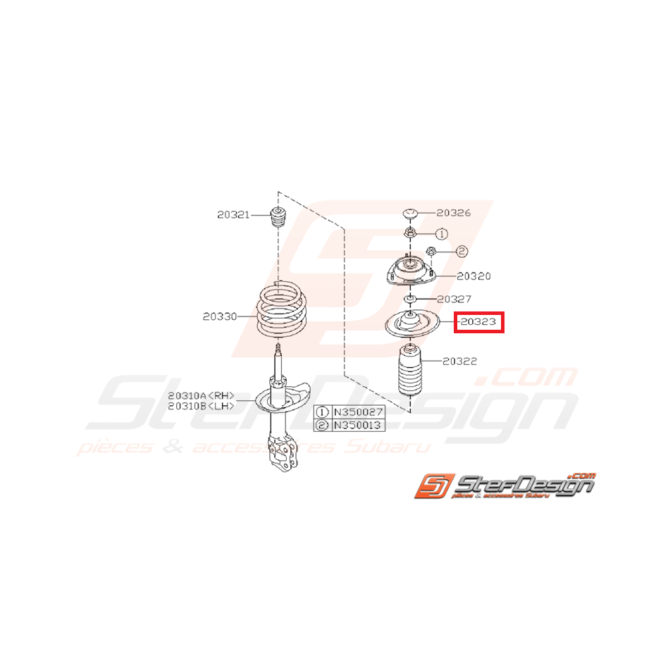 Siège de ressort amortisseur arrière STI 08-14