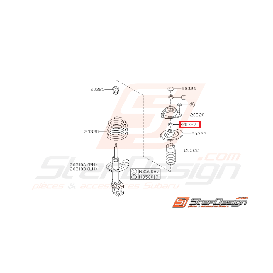 Entretoise de coupelle amortisseur avant GT WRX STI