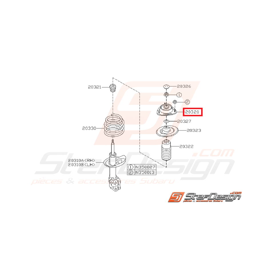 Coupelle Kayaba amortisseur avant subaru WRX/STI 08-19