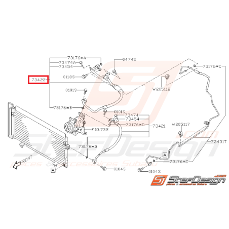 Durite de climatisation complète SUBARU STI 08-14