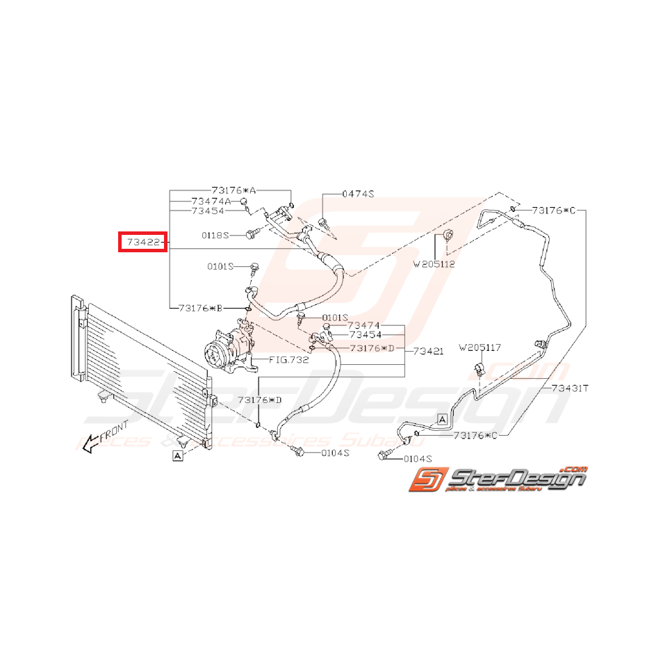 Durite de climatisation complète SUBARU STI 08-14