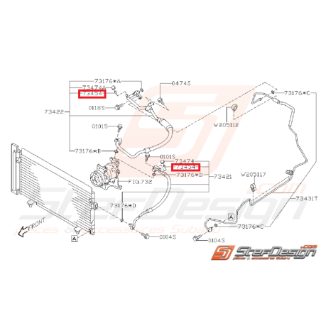 Valve tuyau de climatisation SUBARU STI 08-14