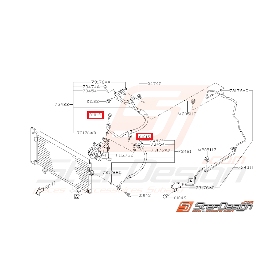 Boulon fixation durite de climatisation STI 08-14
