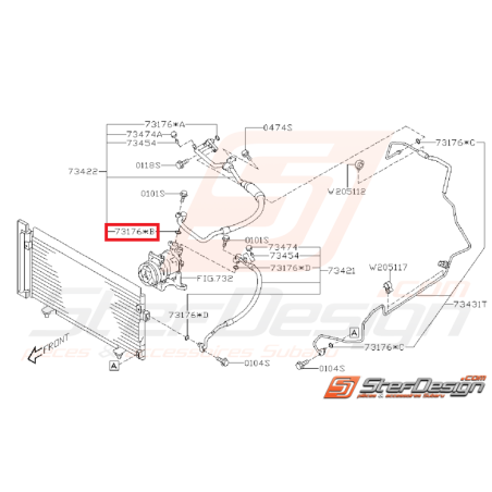 Joint de durite de climatisation SUBARU STI 08-14