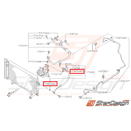 Joint torique de climatisation SUBARU STI 08-14