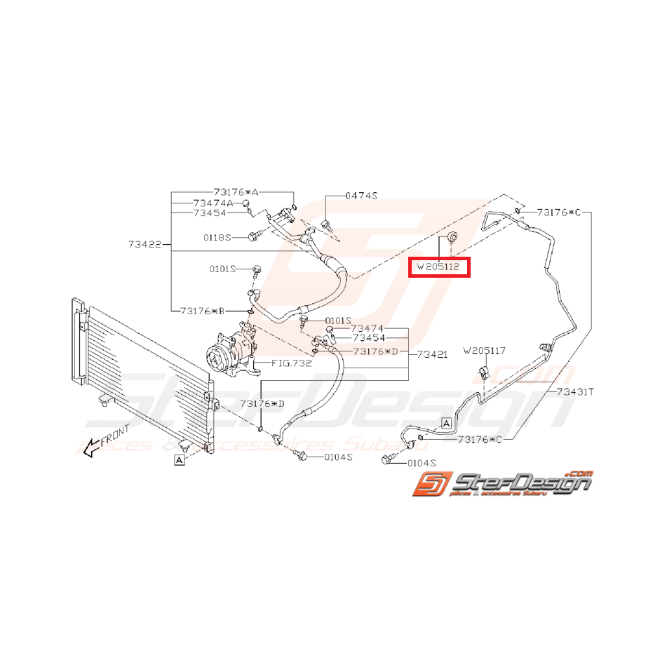Agrafe de fixation de durite de climatisation SUBARU STI 08-14 Agrafe de fixation de durite de climatisation SUBARU STI 08-14