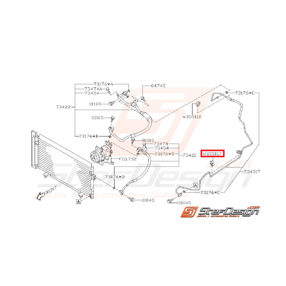 Clips de fixation de durite de climatisation SUBARU WRX/STI 08-14