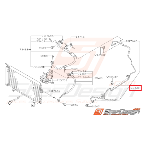 Durite rigide de climatisation SUBARU STI 2008