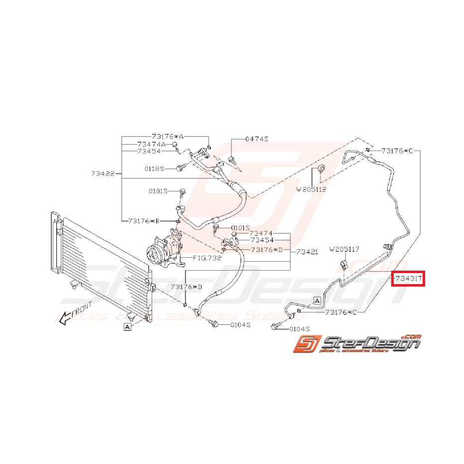 Durite rigide de climatisation SUBARU STI 2008
