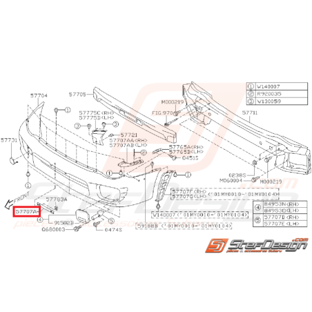 Support plaque d’immatriculation avant SUBARU GT 99-00 WRX/STI 01-05 