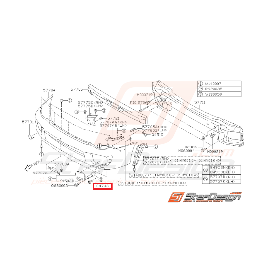 Vis pare choc avant GT 99-00