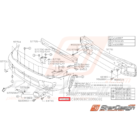 Clips support de pare choc arrière WRX/STI 01-07